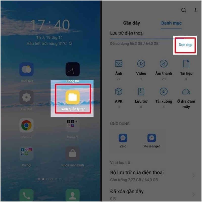 Cách dọn dẹp bộ nhớ. Ảnh: Internet