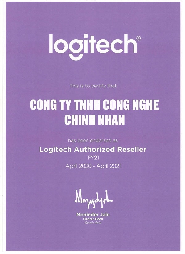 CHỨNG NHẬN LOGITECH RESELLER 2020