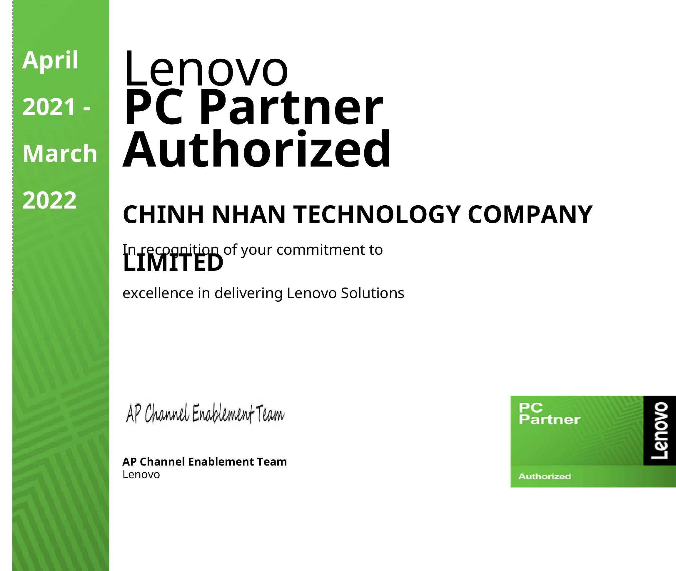 Lenovo Authorized PC Partner